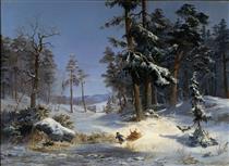 Winter Landscape from Queen Christina’s Road in Djurgården, Stockholm - Charles XV of Sweden