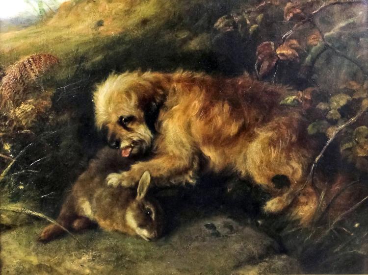 Study of a Terrier with a rabbit - George Earl