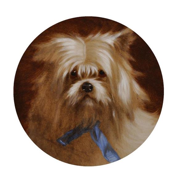 Head of a Terrier, with a Blue Bow - George Earl