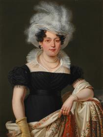 Portrait of a woman with a feather hat - Ignace Brice
