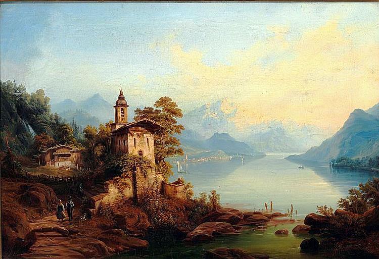 Evening at Lake Como - Karl Heinrich Jaeckel