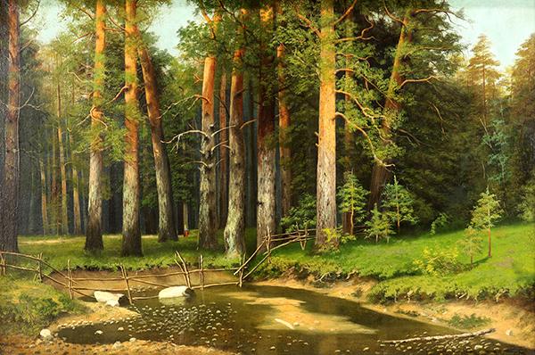 Figure Near a Forest Pond - Konstantin Kryzhitsky