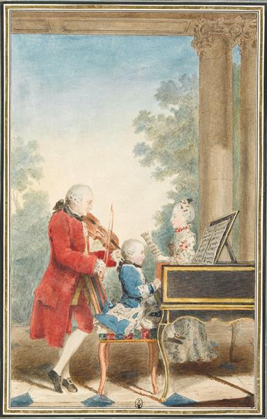 Leopold Mozart with Wolfgang Amadeus and Maria Anna - Louis Carrogis dit Carmontelle