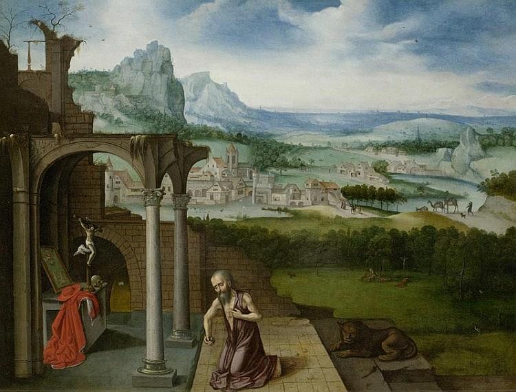 Hieronymus in a landscape - Lucas Gassel