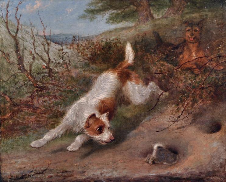 Terriers and a Rabbit, Running down a hole - Martin Theodore Ward