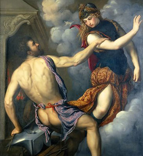 Athena Scorning the Advances of Hephaestus - Paris Bordone