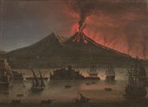 Une éruption du Vésuve de nuit dans le golfe de Naples - Tommaso Ruiz
