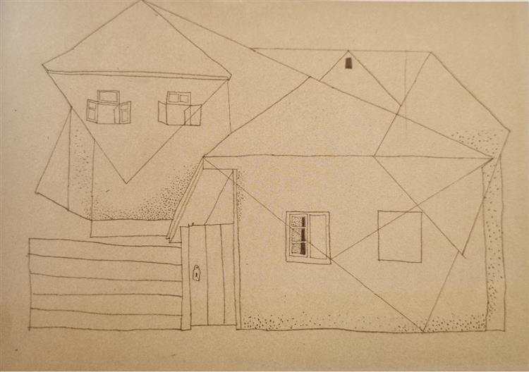 Vajda Lajos House Walls in Szentendre, 1937, Pencil on Paper, 22.5x31.5cm, 1937 - Lajos Vajda