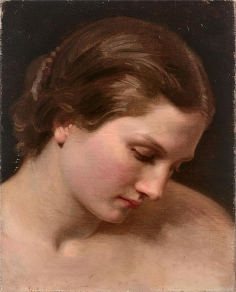 Face of a woman in profile, presumed study for 'The First Discord - Вильям Адольф Бугро