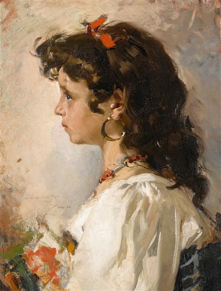 Head of an Italian Girl, 1886 - Хоакін Соролья