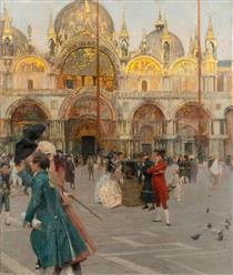 San Marco, Venice, 18th Century scene - Ettore Tito