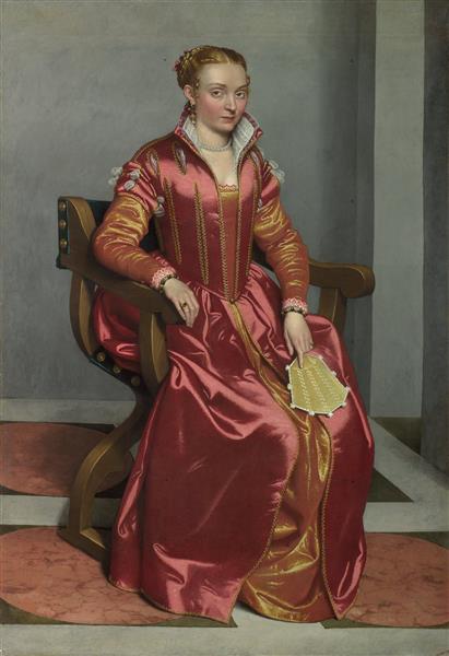 Portrait of a Lady, Perhaps Contessa Lucia Albani Avogadro ('La Dama in Rosso'), c.1556 - c.1560 - Giovanni Battista Moroni