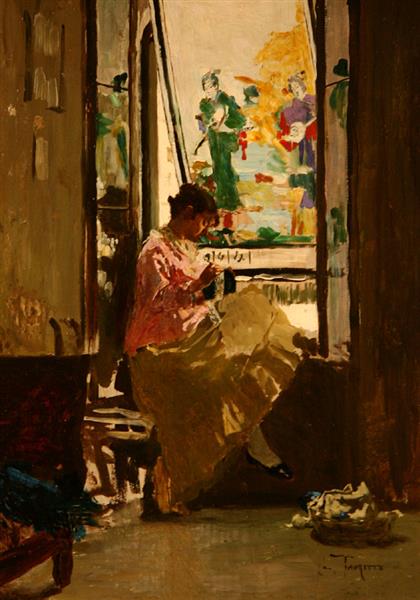 The Chinese study. At the window, 1879 - Giacomo Favretto