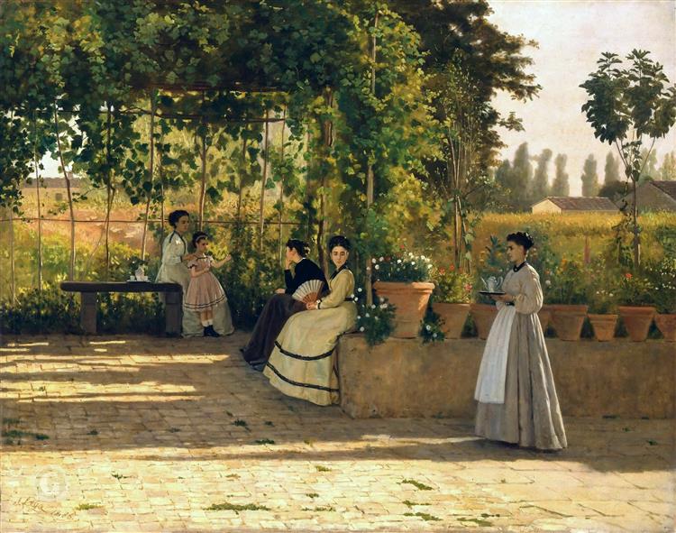 An after lunch (the arbor), 1868 - Сильвестро Лега
