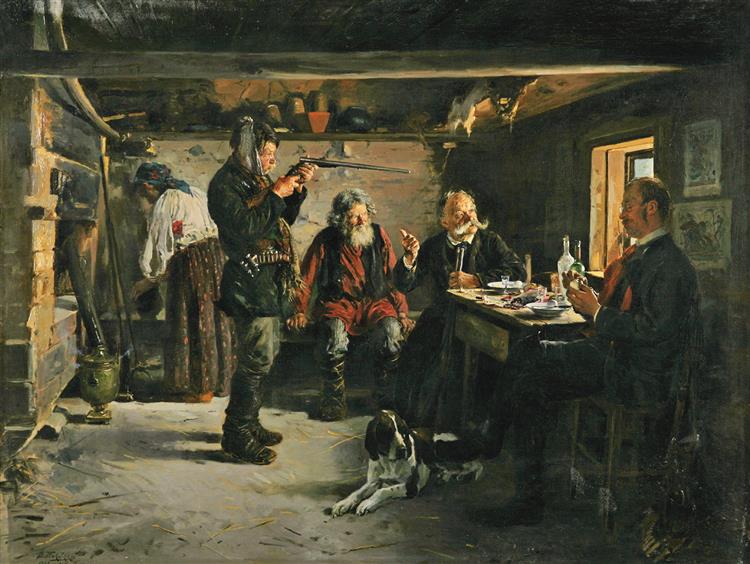 In the Forester's Hut, 1886 - 1887 - Vladímir Makovski