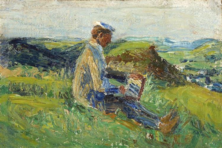 Kandinsky Painting a Landscape, 1903 - Gabriele Munter