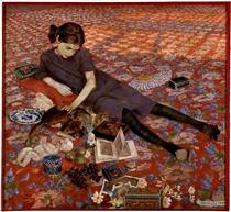 Girl on a red carpet - Felice Casorati