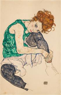 Seated Woman with Bent Knee - Egon Schiele
