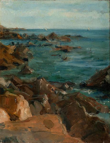 Rocky cliff in Sturla, 1890 - Giuseppe Pellizza