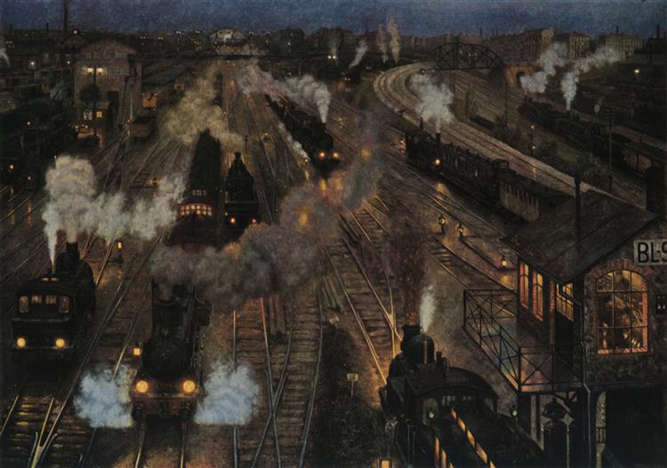 Big City Train Station, 1904 - Hans Baluschek