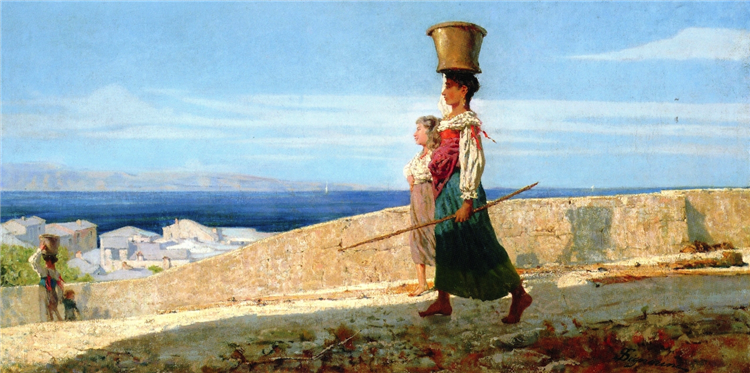 Water-carriers in La Spezia, 1862 - Телемако Сіньйоріні
