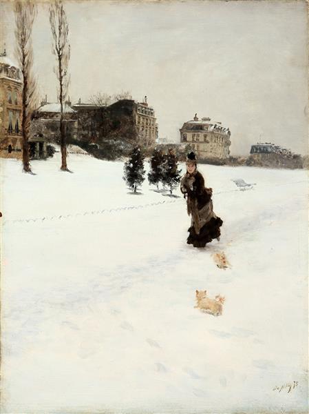 On the snowy path, 1875 - Giuseppe De Nittis