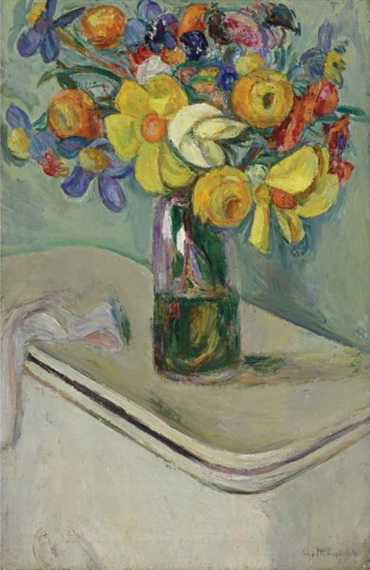 Flowers. Vase on a Hamper - Abraham Manievich