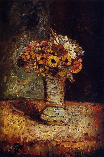 Flowers in a Vase - Adolphe Monticelli