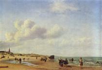 The Beach at Scheveningen - Адриан ван де Вельде