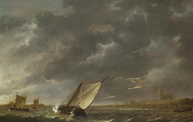 The Maas at Dordrecht in a Storm, 1650 - Альберт Кёйп