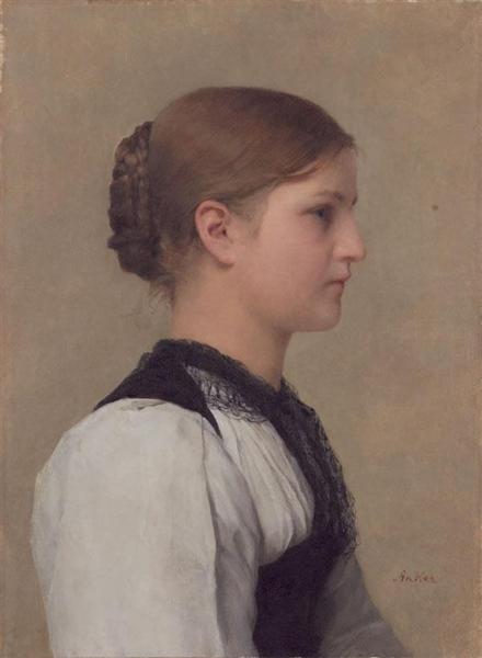 Half-length portrait of a girl in traditional Bernese costume, 1897 - Альберт Анкер