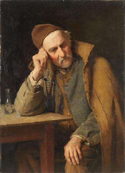 The Old Schnapper - A Jules With Glass Of Schnapps, 1900 - Albert Anker