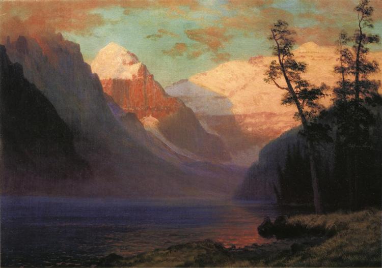Evening Glow, Lake Louise - Albert Bierstadt