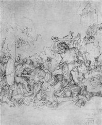 Design for the Fugger Chapel in Augsburg Samson fighting the Philistines - Albrecht Dürer