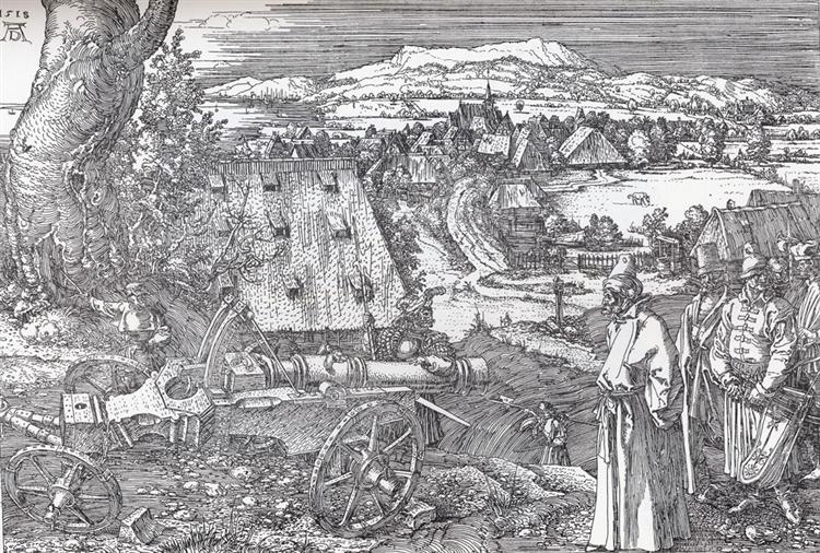 Пейзаж с пушкой, 1518 - Альбрехт Дюрер