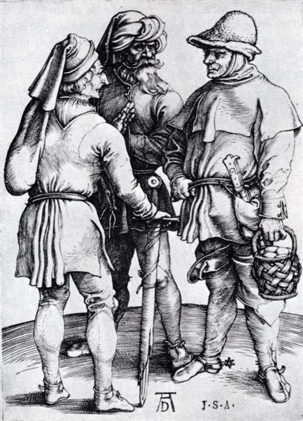 Three Peasants In Conversation, 1497 - Альбрехт Дюрер