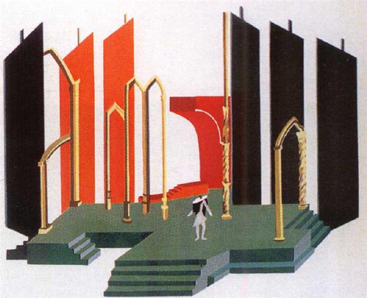 Дон-Жуан и смерть. Лист из альбома «Театр Декорации», 1930 - Александра Экстер