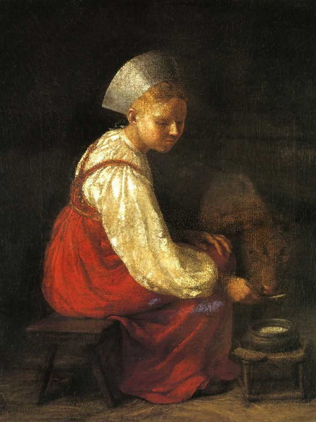 Girl with Calf, 1829 - Alekséi Venetsiánov