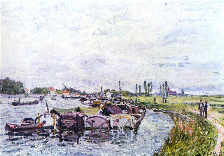 Barges at Saint Mammès, 1885 - Альфред Сислей