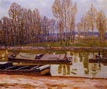 Barges on the Loing Canal, Spring - Альфред Сіслей