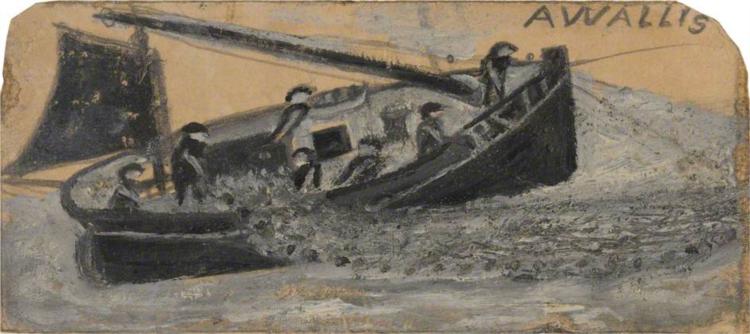 Boat with Fishermen Letting Out Nets - Alfred Wallis