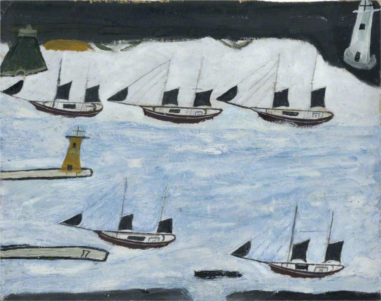 Five Ships, Mount's Bay, 1928 - Alfred Wallis