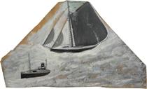 Grey Sailing Ship and Small Boat - Alfred Wallis