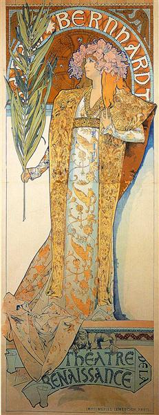 Poster for Victorien Sardou`s Gismonda starring Sarah Bernhardt at the Théâtre de la Renaissance in Paris, 1894 - Alphonse Mucha