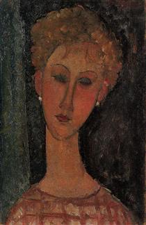 A Blond Wearing Earrings - Amedeo Modigliani
