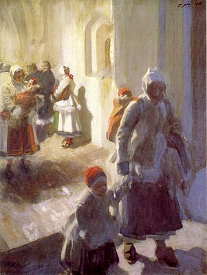 Christmas Morning Service, 1908 - Anders Zorn