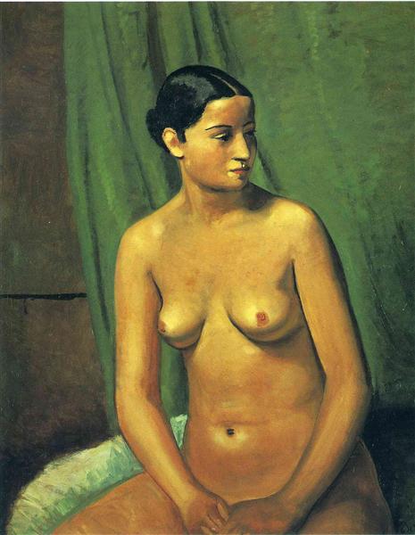The female nude in front of green hanging, 1923 - Andre Derain