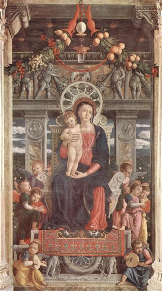 Вівтарний образ Сан-Дзено у Вероні, центральна панель. Мадонна та ангели, 1459 - Андреа Мантенья
