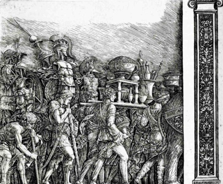 Володарі золотих прикрас, трофеїв, королівських обладунків, 1500 - Андреа Мантенья