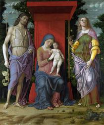 Madonna with St. Mary Magdalene and St. John the Baptist - Андреа Мантенья